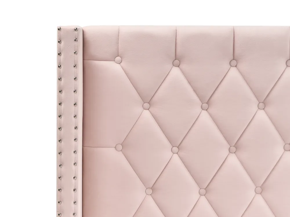 Ottoman Bed LUBBON Velvet Pastel Pink 160 x 200 cm (EU King Size)_833889