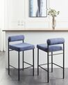 Lot de 2 tabourets de bar en tissu bouclé bleu AMAYA_928354