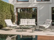 Garden Lounge Set with Table 4 Seater MOLVENO Metal Beige/ Green_1070471