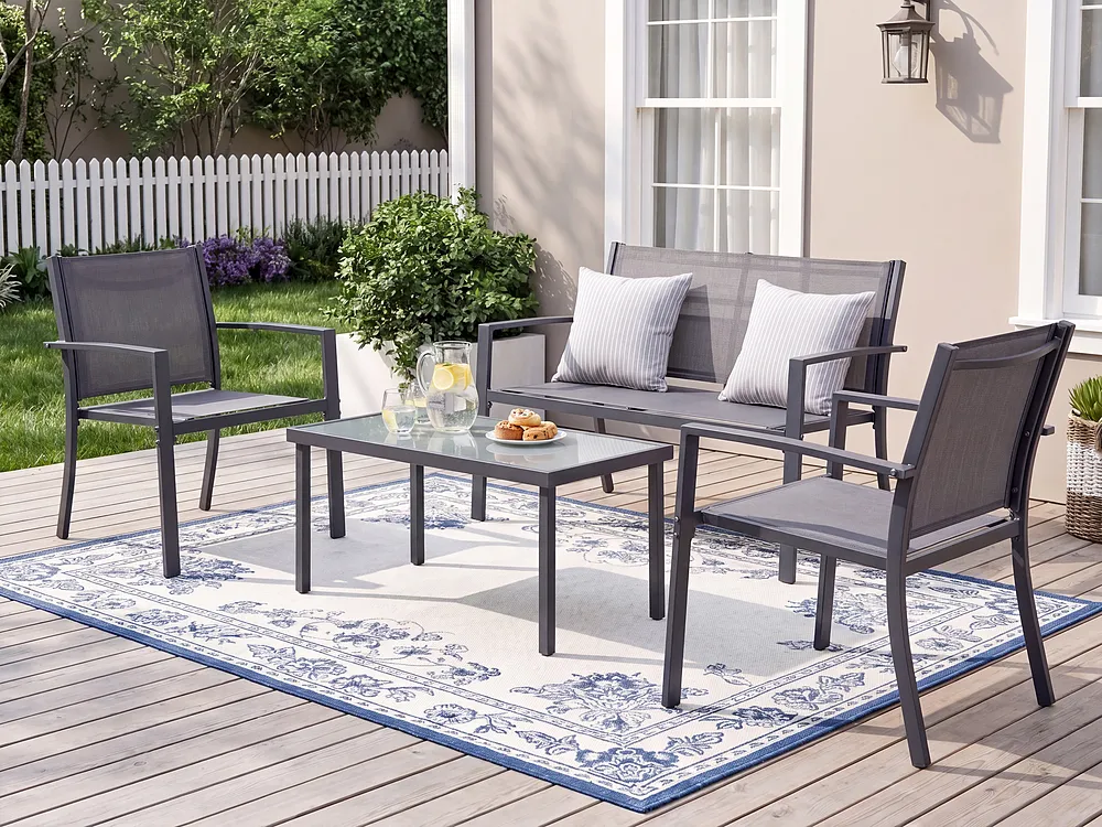 Lounge Set mit Tisch 4-Sitzer TAVOLETO Metall Dunkelgrau_1154557