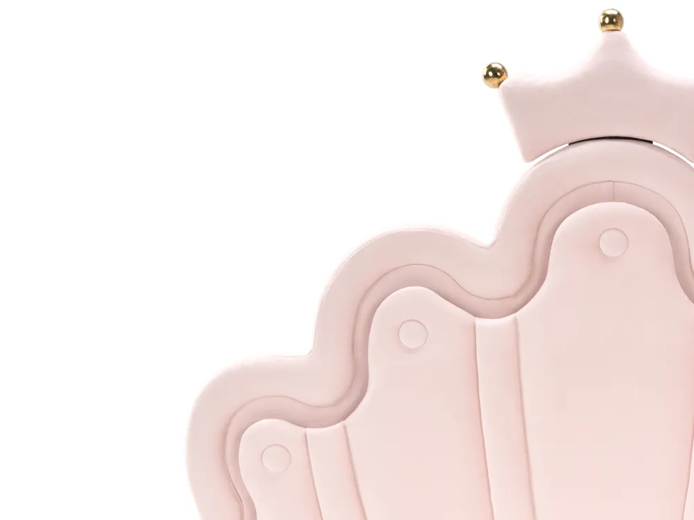 Kids Bed Crown Velvet RUBIAN 90 x 200 cm (EU Single) with LED Lights Pink_962160