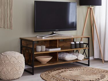 TV Stand Dark Wood with Black CARLISLE