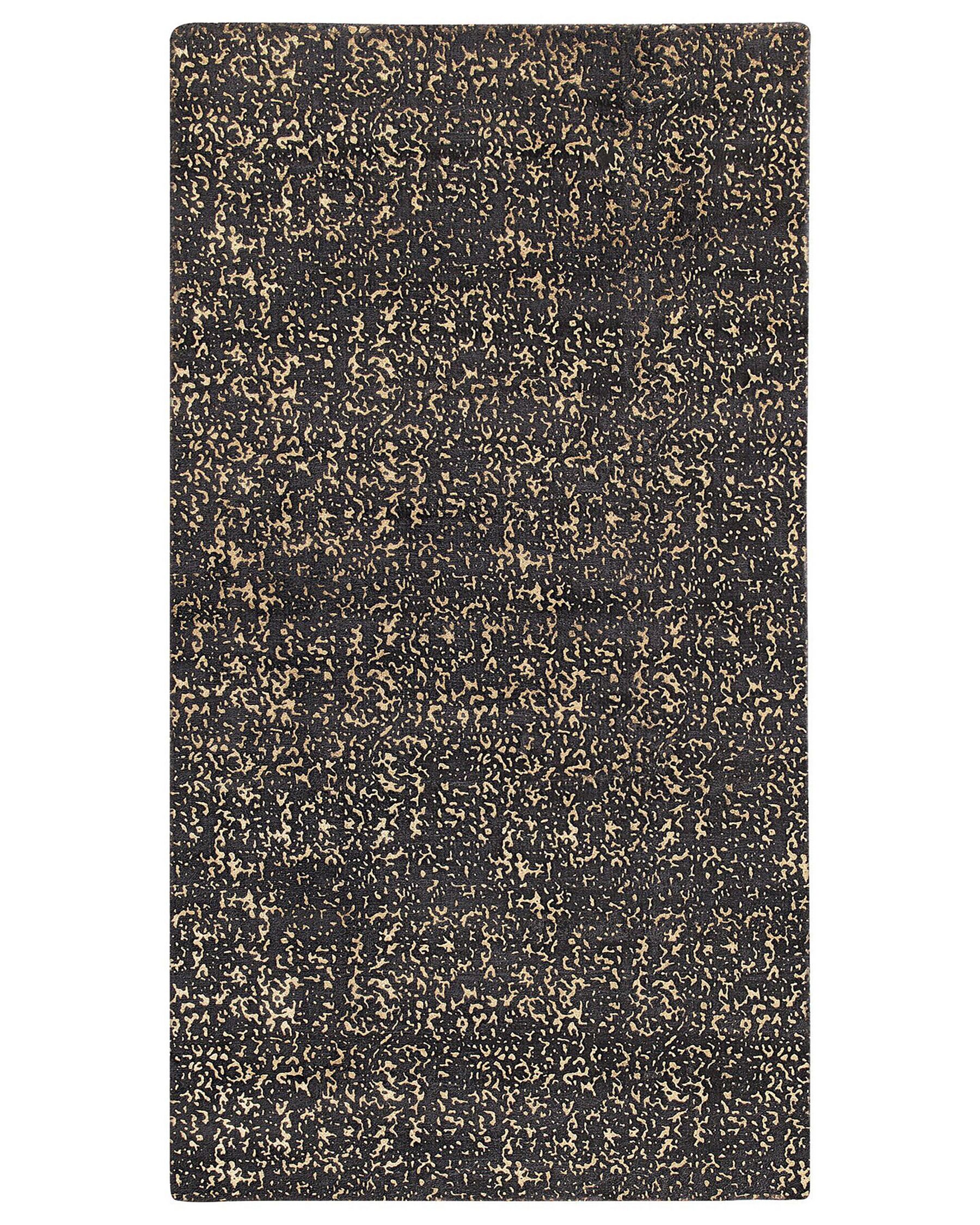 Teppich dunkelgrau-gold 80 x 150 cm abstraktes Muster Kurzflor ESEL_762517