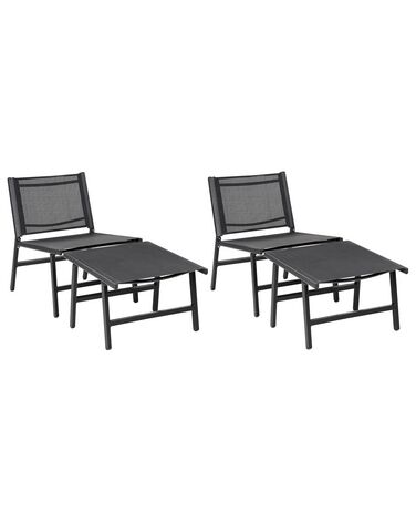 Zestaw 2 krzeseł ogrodowych z podnóżkami czarny MARCEDDI