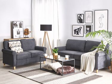 Velvet Sofa Set Grey RONNEBY