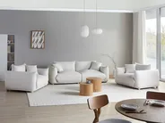 Living Room Set 5 Seater LUVOS Fabric Off-White_972272