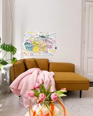 Left-Hand Chaise Longue CHEVANNES Boucle Mustard_982813