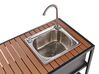 Outdoor Kitchen Set with Bar Table and Sink Black and Light Wood AVETRANA_933483