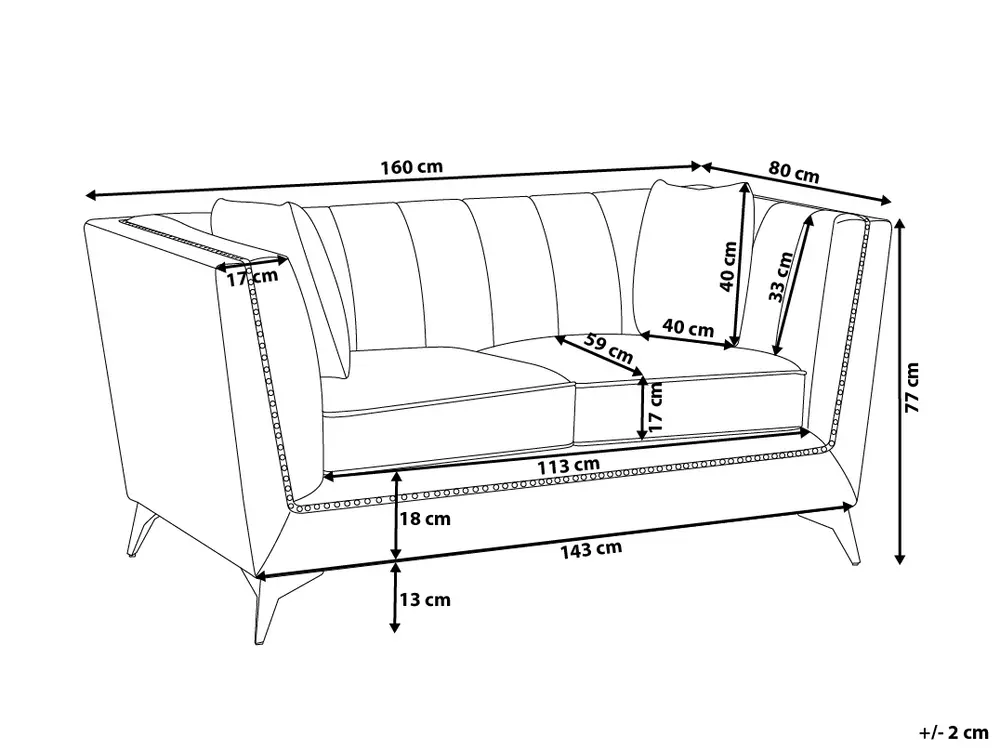 Sofa 2 Seater GAULA Velvet Grey_706280