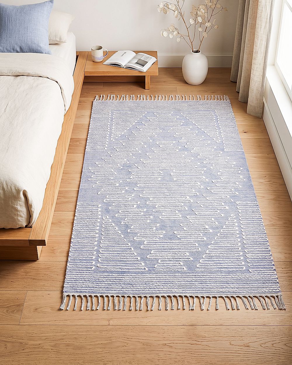 Rug ANSAR Blue 80 x 150 cm Cotton