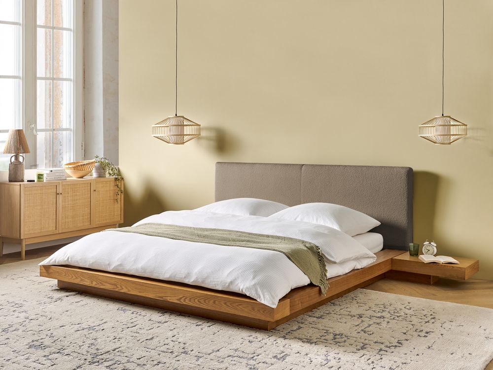 Wasserbett Bouclé ZEN 160 x 200 cm Naturfarbene Esche