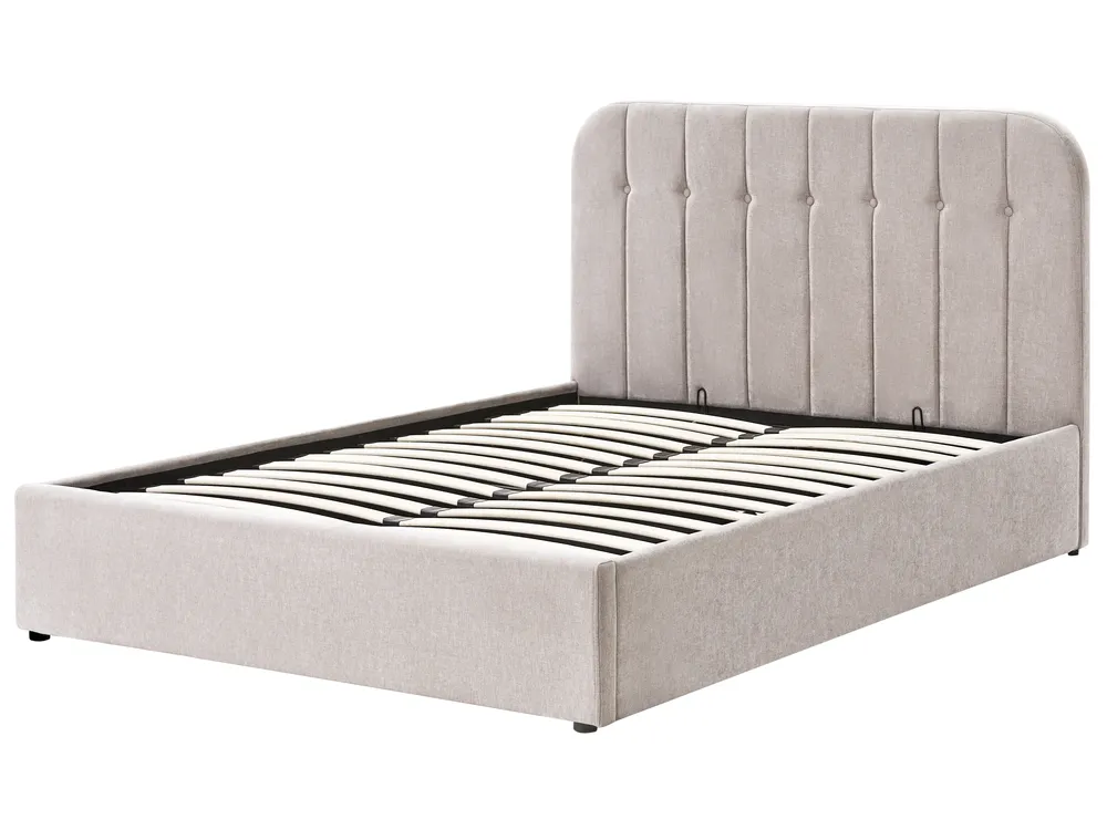 Sommier com arrumação CHALLANS Chenille Taupe 140 x 200 cm_1023042