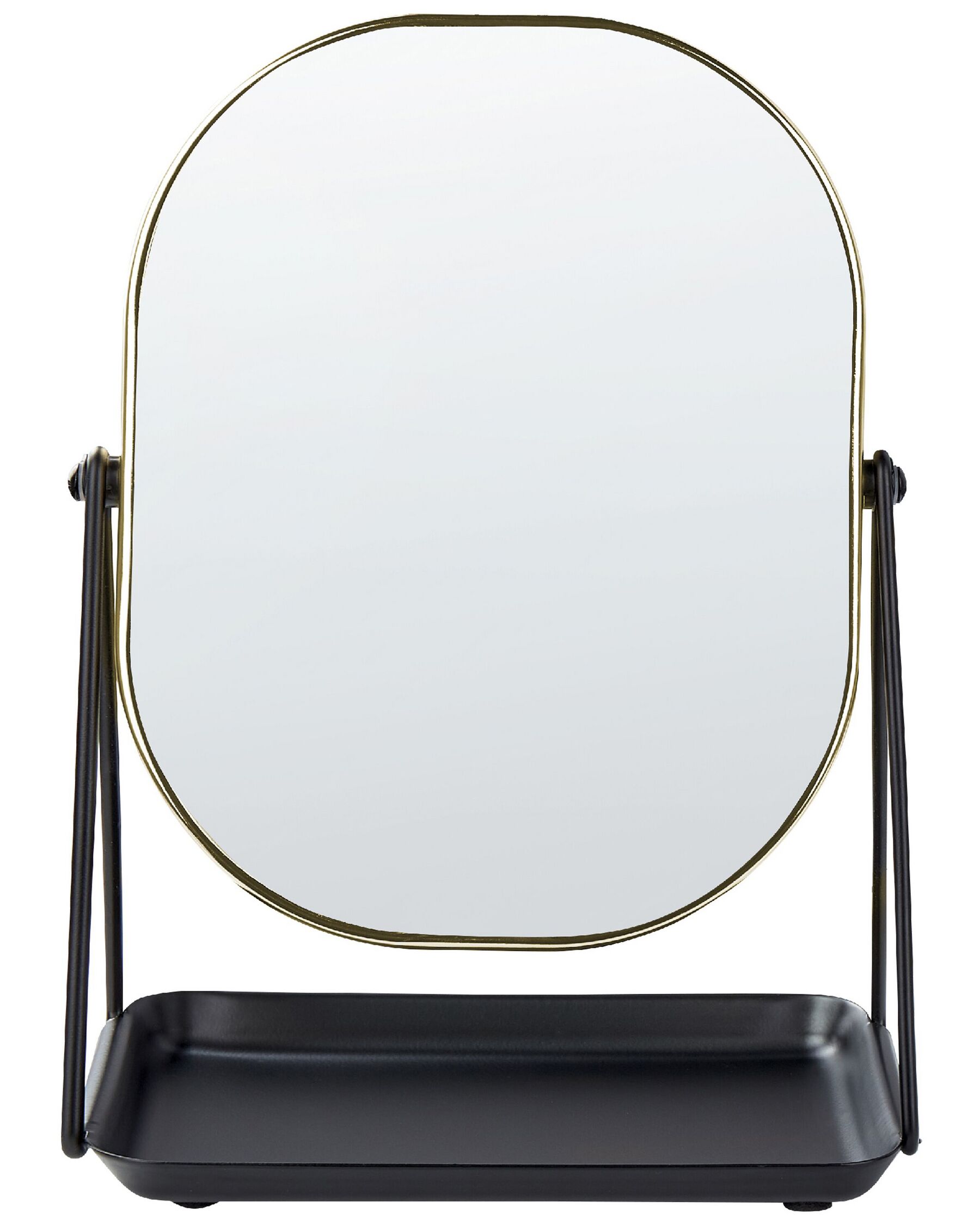 Espejo de maquillaje de metal dorado/negro 20 x 22 cm CORREZE_848300