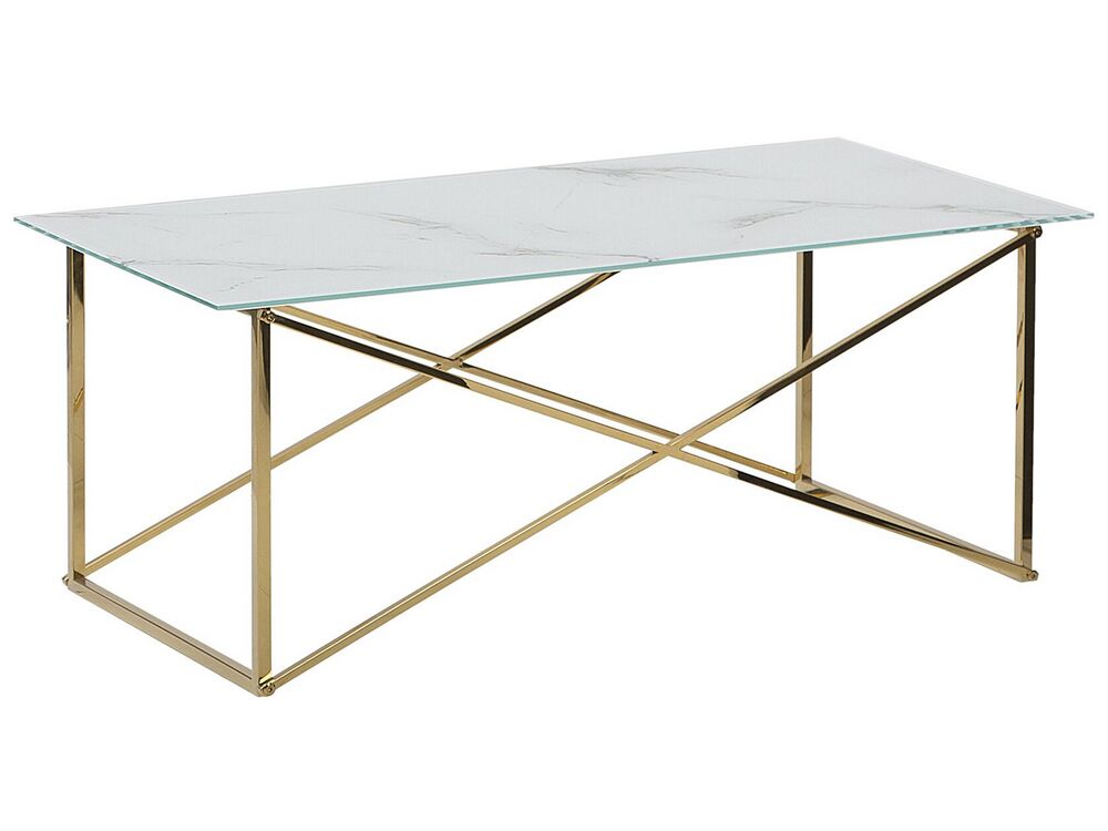 Couchtisch EMPORIA Sicherheitsglas Marmor Optik / Gold