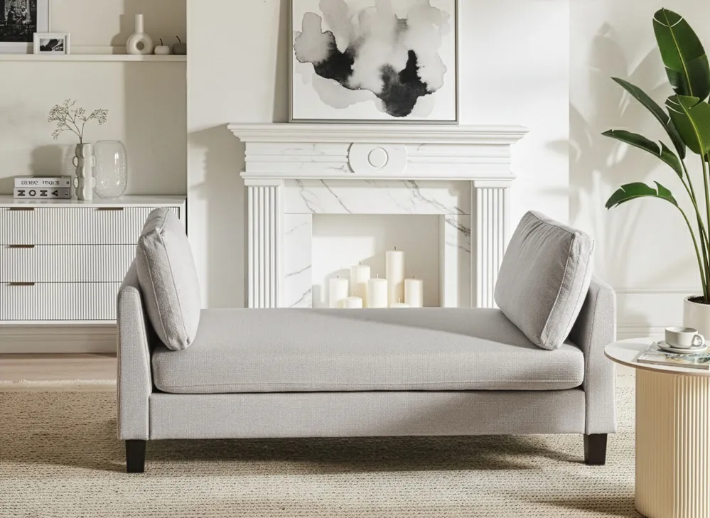 Chaise Longue ARCHIANE Fabric Light Grey