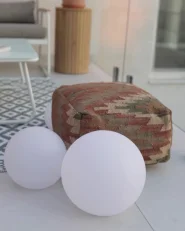 Set di 3 lampade solari a sfera LED per esterni LOBAINA con telecomando Bianco_999691