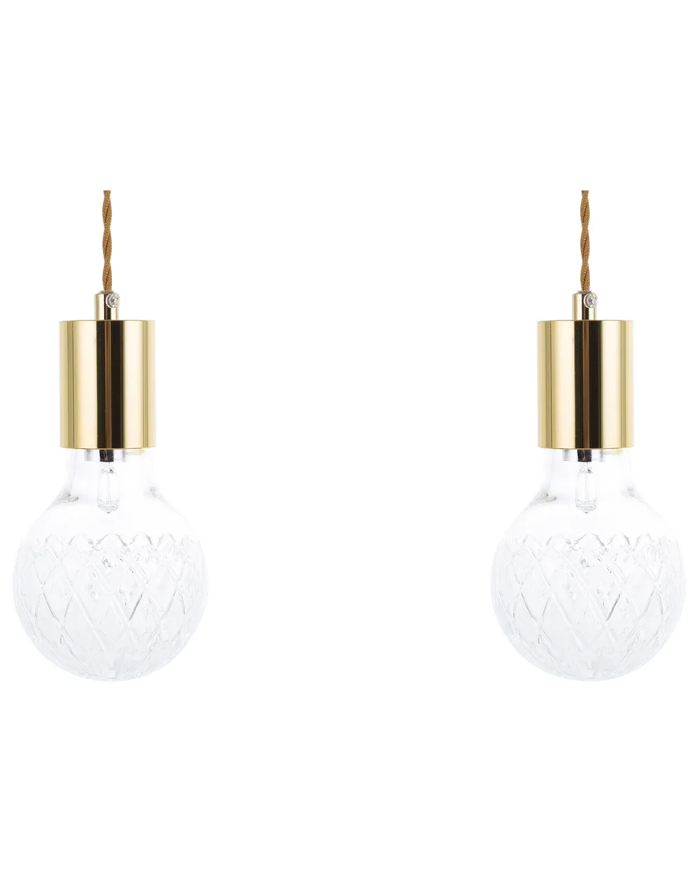Set of 2 Pendant Lamps ANZA Glass Gold