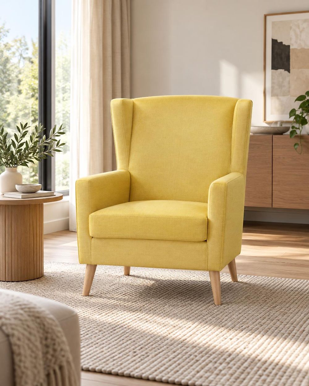 Wingback Chair ONEIDA Velvet Yellow
