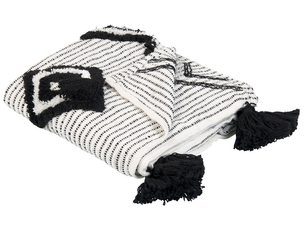 Blanket 130 x 150 cm White and Black SAATLI Beliani