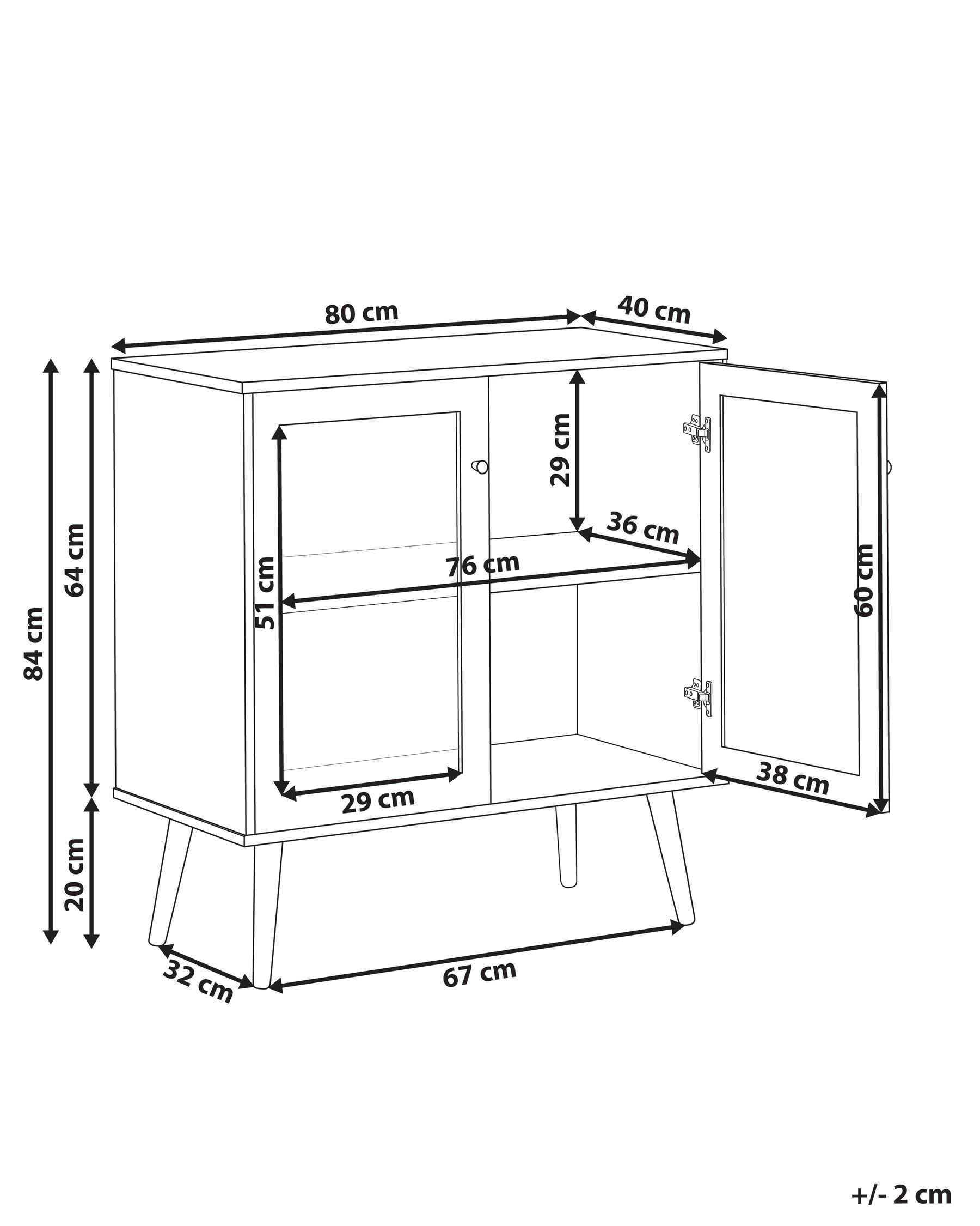 2 Door Sideboard with Glass Display Light Wood ALBANY_963437