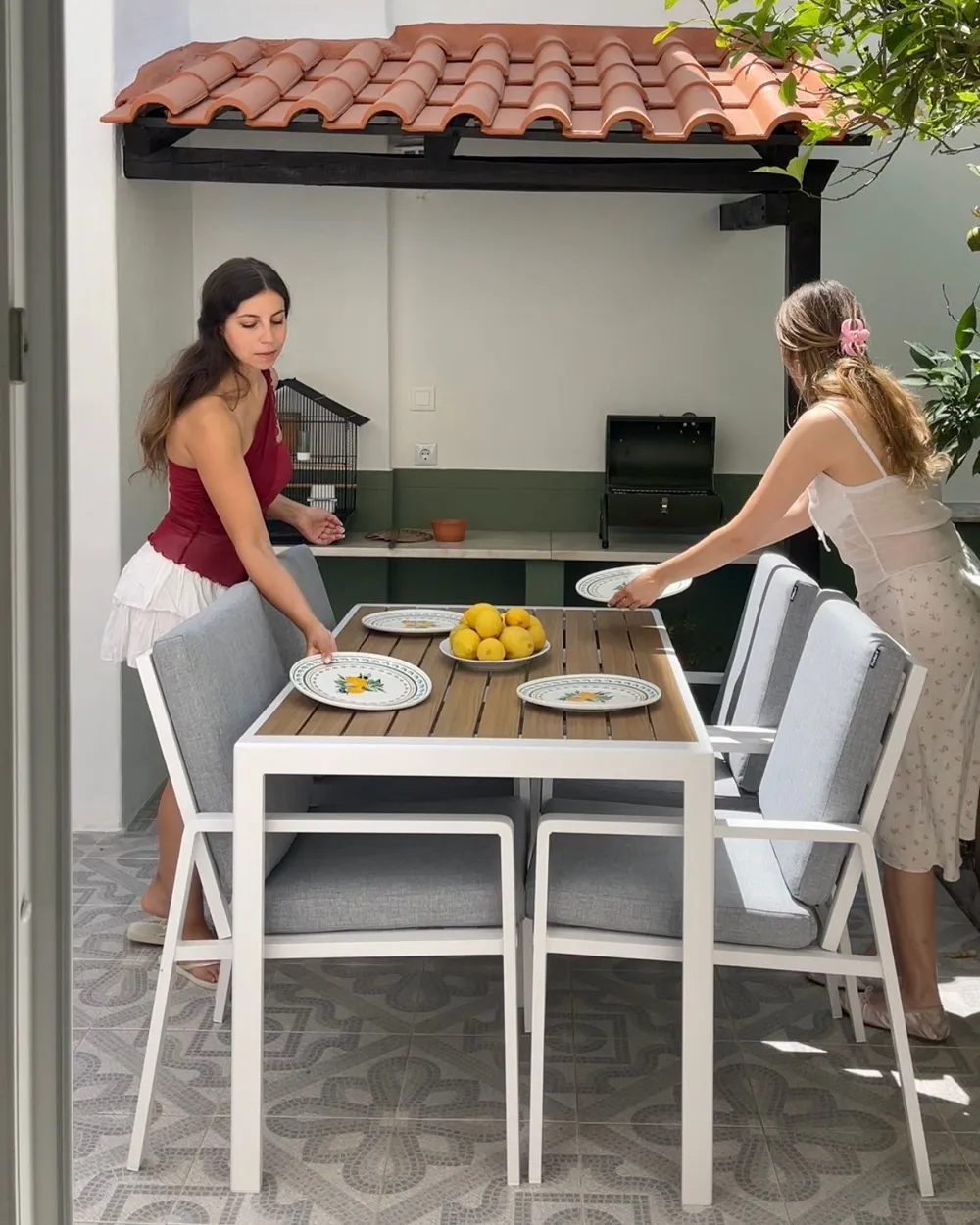 Garden Dining Set 4 Seater VISSO Grey/ White_1165133