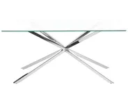 Dining Table CORA Silver 160 cm 90 cm Tempered Glass_875833