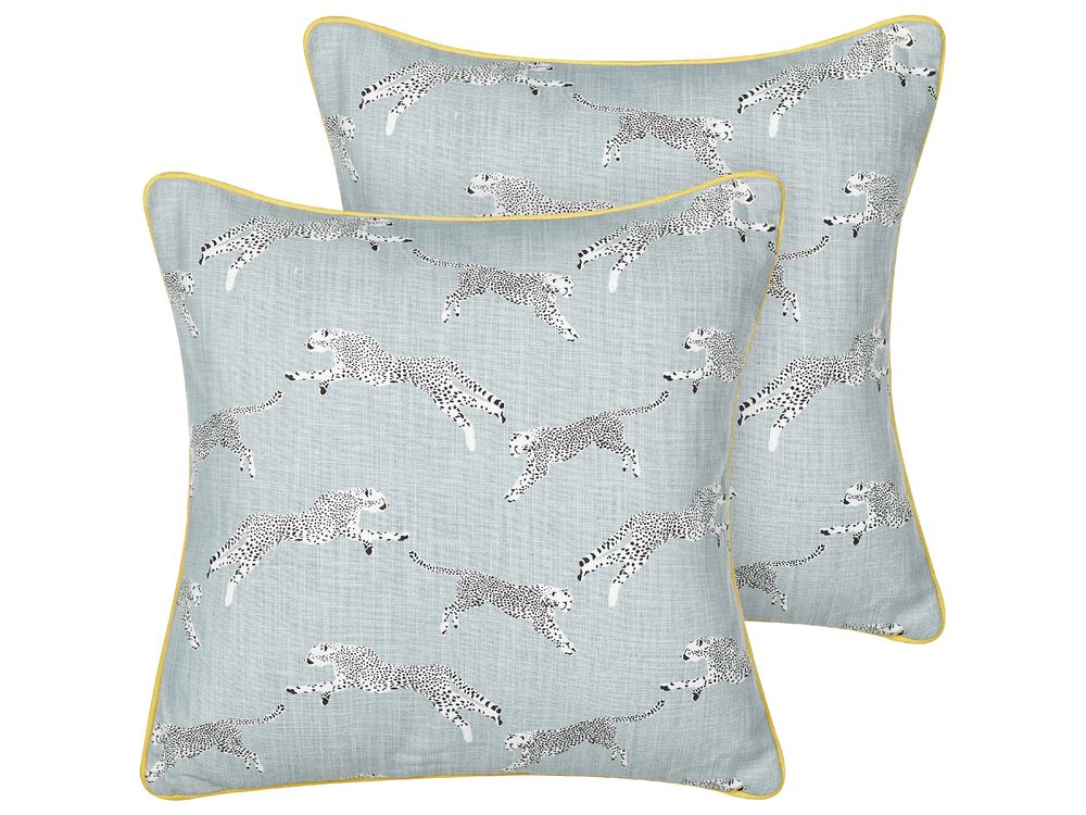 Conjunto de 2 cojines decorativos ARALES 45 x 45 cm Algodón Gris claro Patrón animal