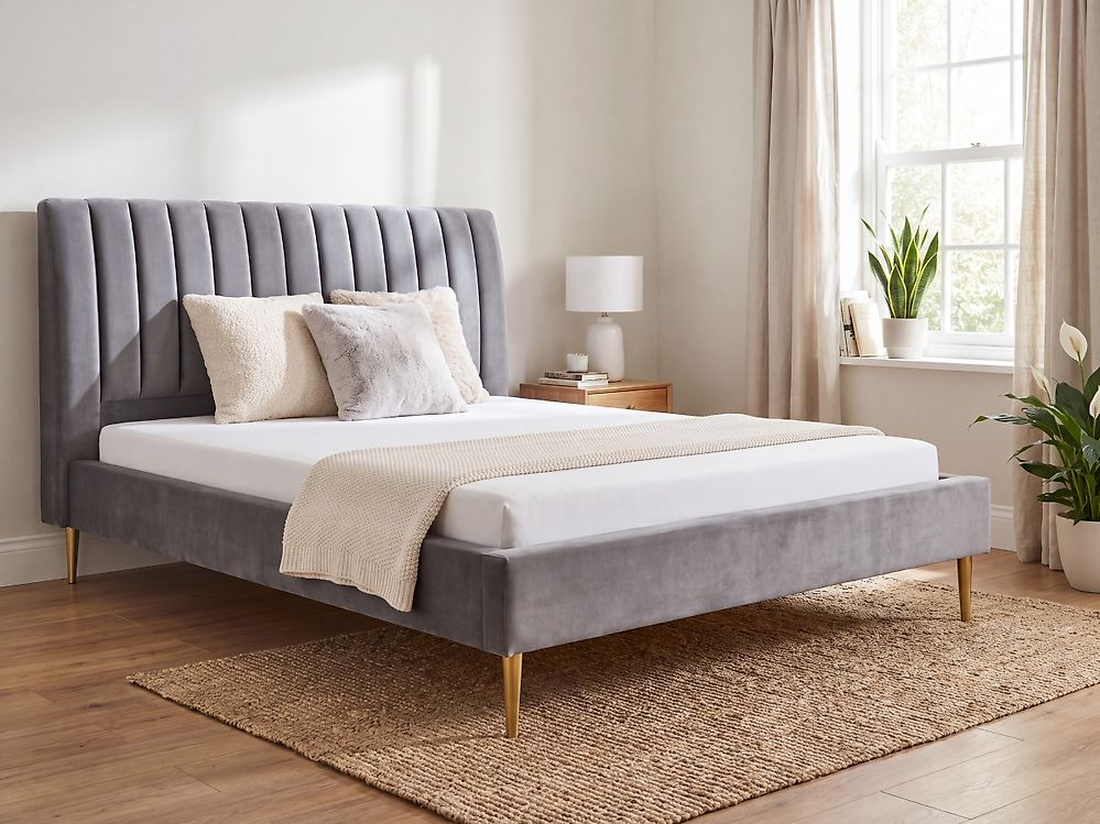Bett mit Lattenrost Samtstoff MARVILLE 180 x 200 cm Grau
