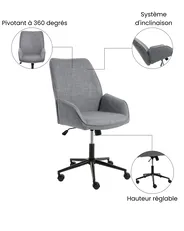 Bürostuhl CASTILE Kunstleinen Dunkelgrau_1072517