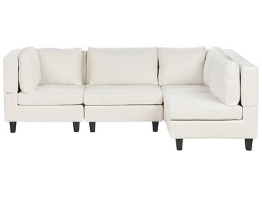4 Seater Left Hand Modular Fabric Corner Sofa White UNSTAD