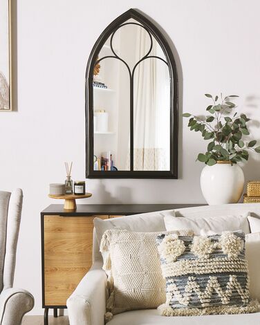 Metal Window Wall Mirror 62 x 113 cm Black TRELLY