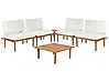Conjunto de jardín con mesa 4 plazas FRASCATI modular Madera de acacia certificada Blanco crema