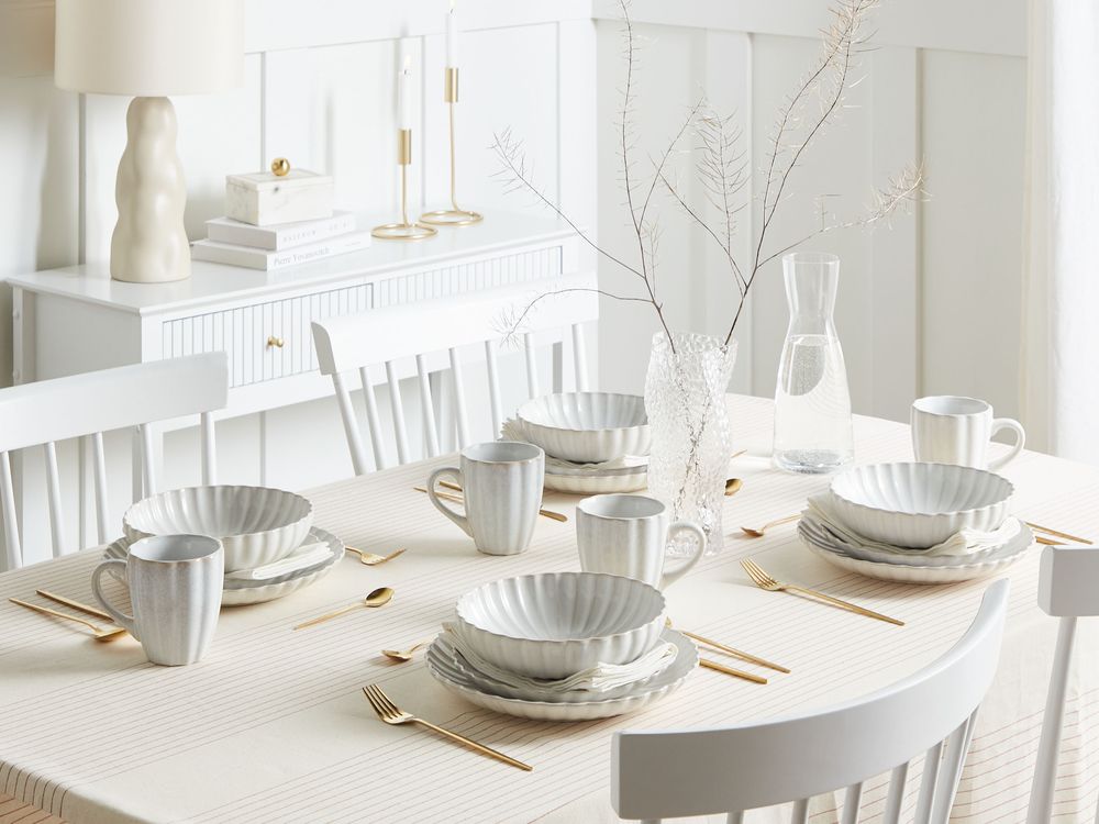 Set de 4 assiettes creuses NETTLE Grès Blanc cassé