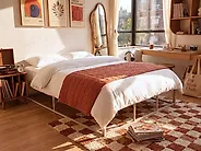 Bett ohne Kopfteil Metall VIRY 180 x 200 cm Hellbeige_1174080