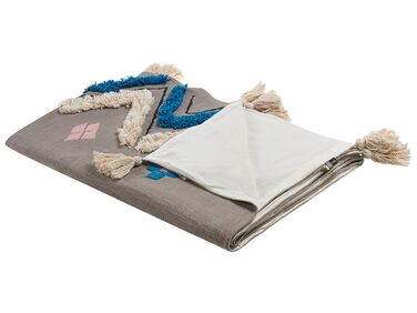 Manta de algodón gris/beige/azul/rosa 130 x 180 cm KOTTAYAM