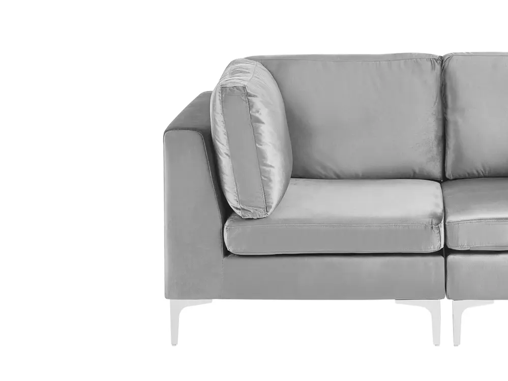 Modular Corner Sofa 4 Seater EVJA with Ottoman Velvet Grey Left Hand_789058