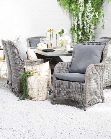 Set of 2 PE Rattan Garden Chairs Grey CASCAIS