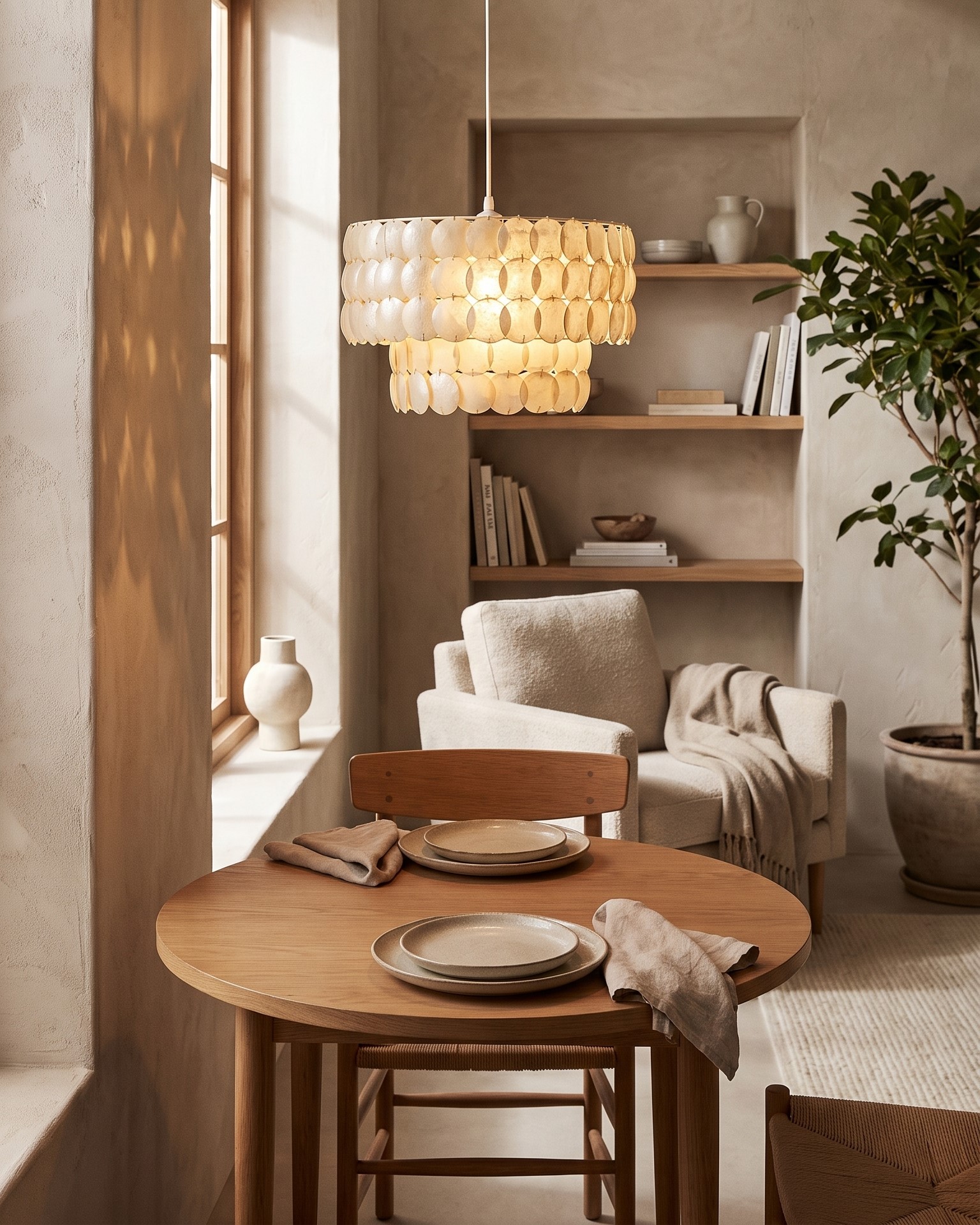 Lustre KOTMALE Coquille de noix de coco Beige clair | Beliani.fr