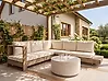 Garden Corner Sofa 5 Seater MARETTIMO Certified Acacia Wood Off-White Right Hand
