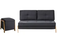 Set da salotto 3 posti EDLAND con Pouf Tessuto Nero_1040818