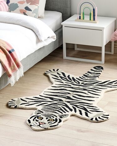 Wool Kids Rug Tiger 100 x 160 cm Black and White SHERE