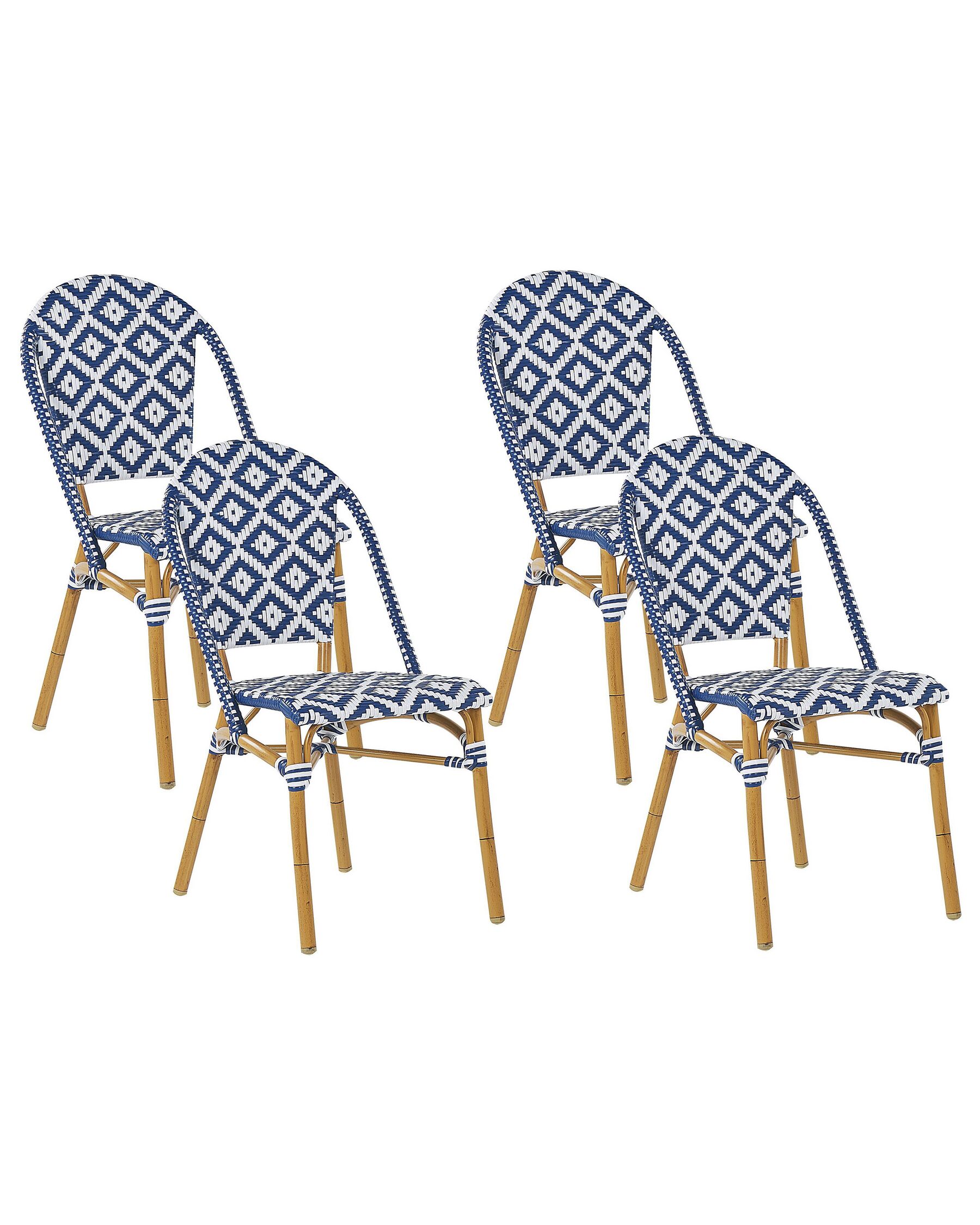Lot de 4 chaises de jardin bleu et blanc RIFREDDO_798744