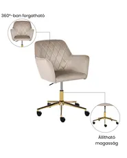 Sedia da scrivania LELORIA Velluto Tortora_1065439