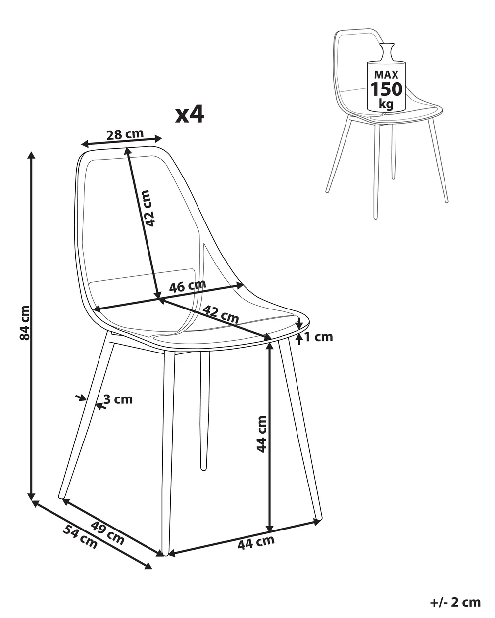 Set di 4 sedie da pranzo HAZELTON Beige_948875
