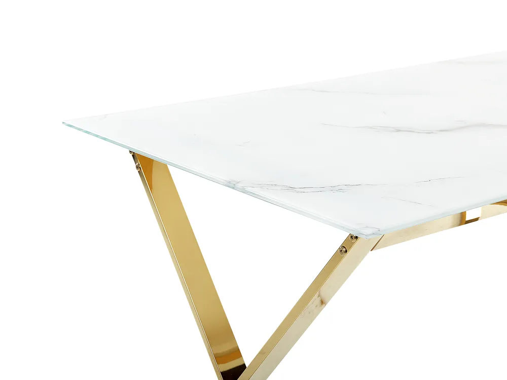 Dining Table ATTICA Marble/ Gold 120 cm 70 cm Tempered Glass_850500