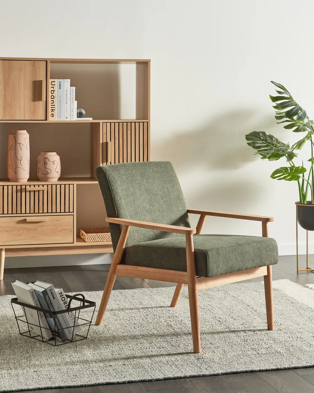 Living Room Set 6 Seater ESRUM Fabric Light Brown/ Green_1023004