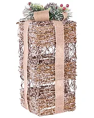 Conjunto de 3 decoraciones de Navidad LED NAKILLA 64/54/42 cm Regalos de Navidad Marrón_1179710
