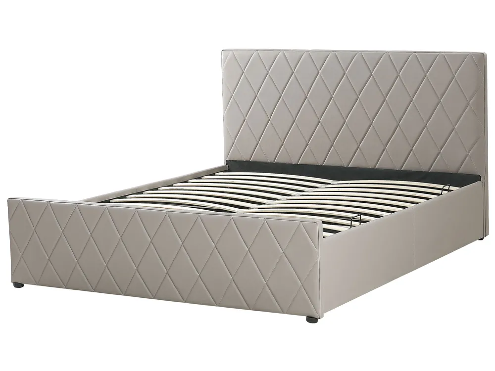 Ottoman Bed ROCHEFORT Faux Leather Taupe 180 x 200 cm (EU Super King)_786493