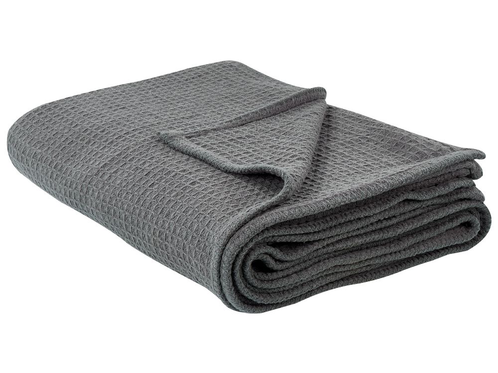 Přikrývka na postel RAGALA Bavlna 200 x 220 cm Tmavě šedá