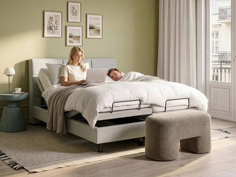 Adjustable Bed Fabric VICEROY 160 x 200 cm (EU King Size) Light Beige_1044495
